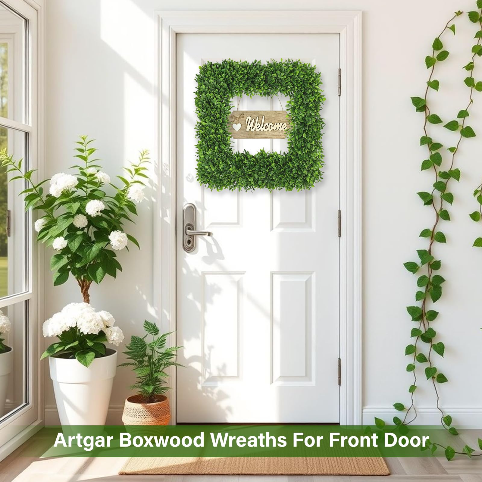 Artgar 20Inch wreath fully fluffed after unpacking with no tools needed