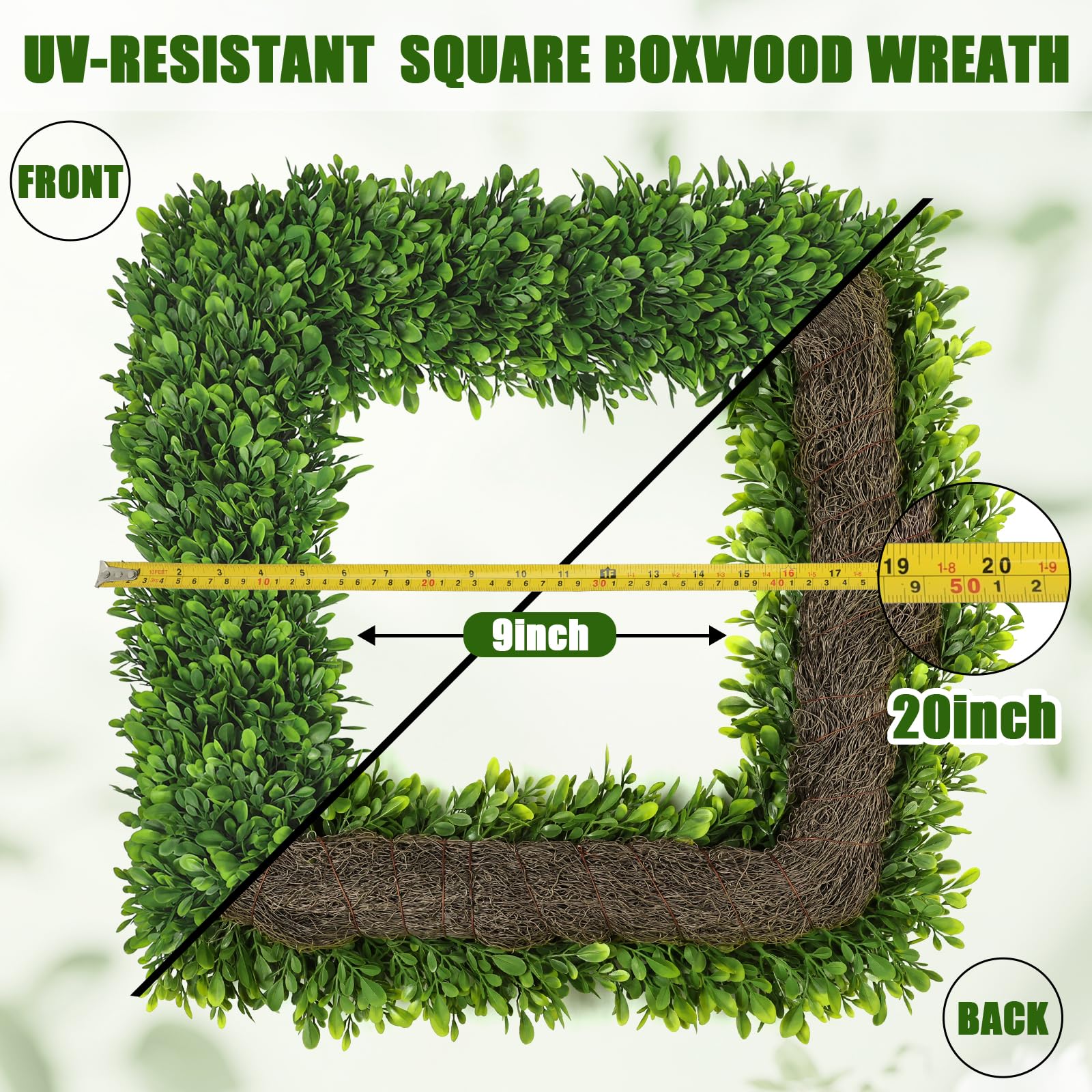 Artgar Boxwood Wreath with UV-resistant leaves for outdoor longevity