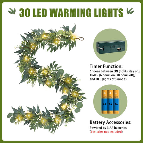 Artgar eucalyptus garland arch backdrop with soft lighting for weddings