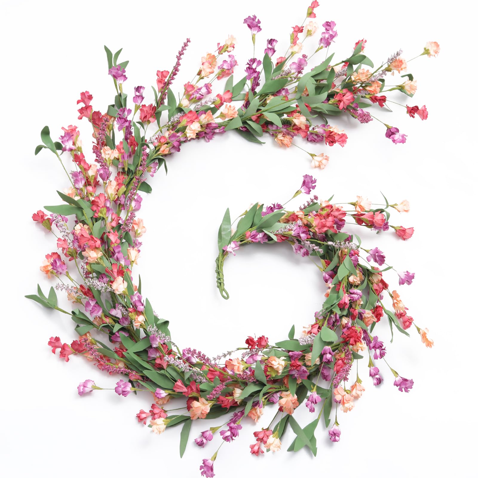 Artgar Flower Garland 6ft full view elevates mantle and doorway decor.
