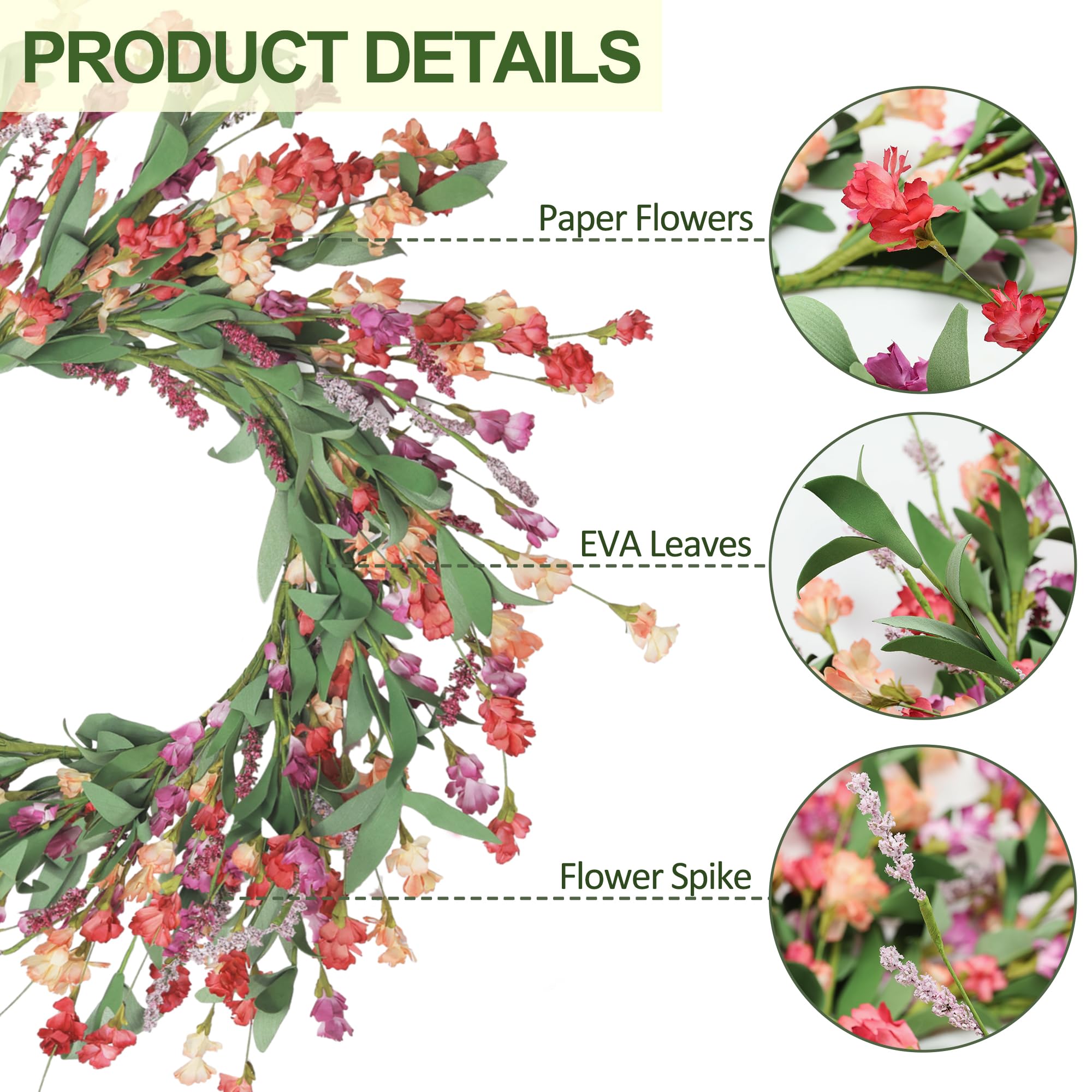Close-up of Artgar wreath flowers highlights vibrant color and texture.