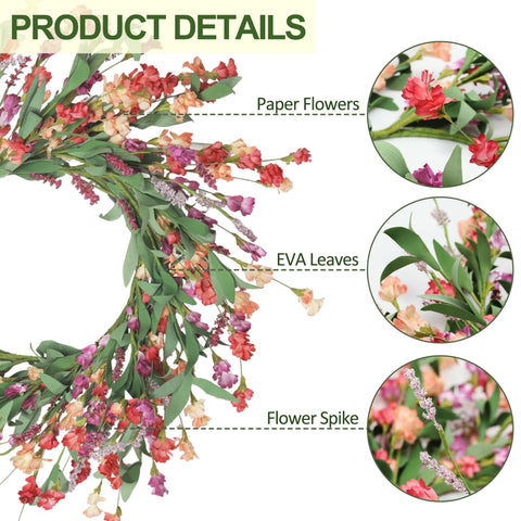 Close-up of Artgar wreath flowers highlights vibrant color and texture.