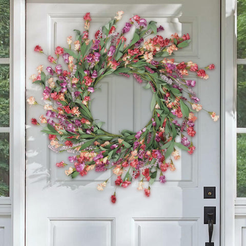 Artgar 24-inch front door wreath full view enhances curb appeal for any season.