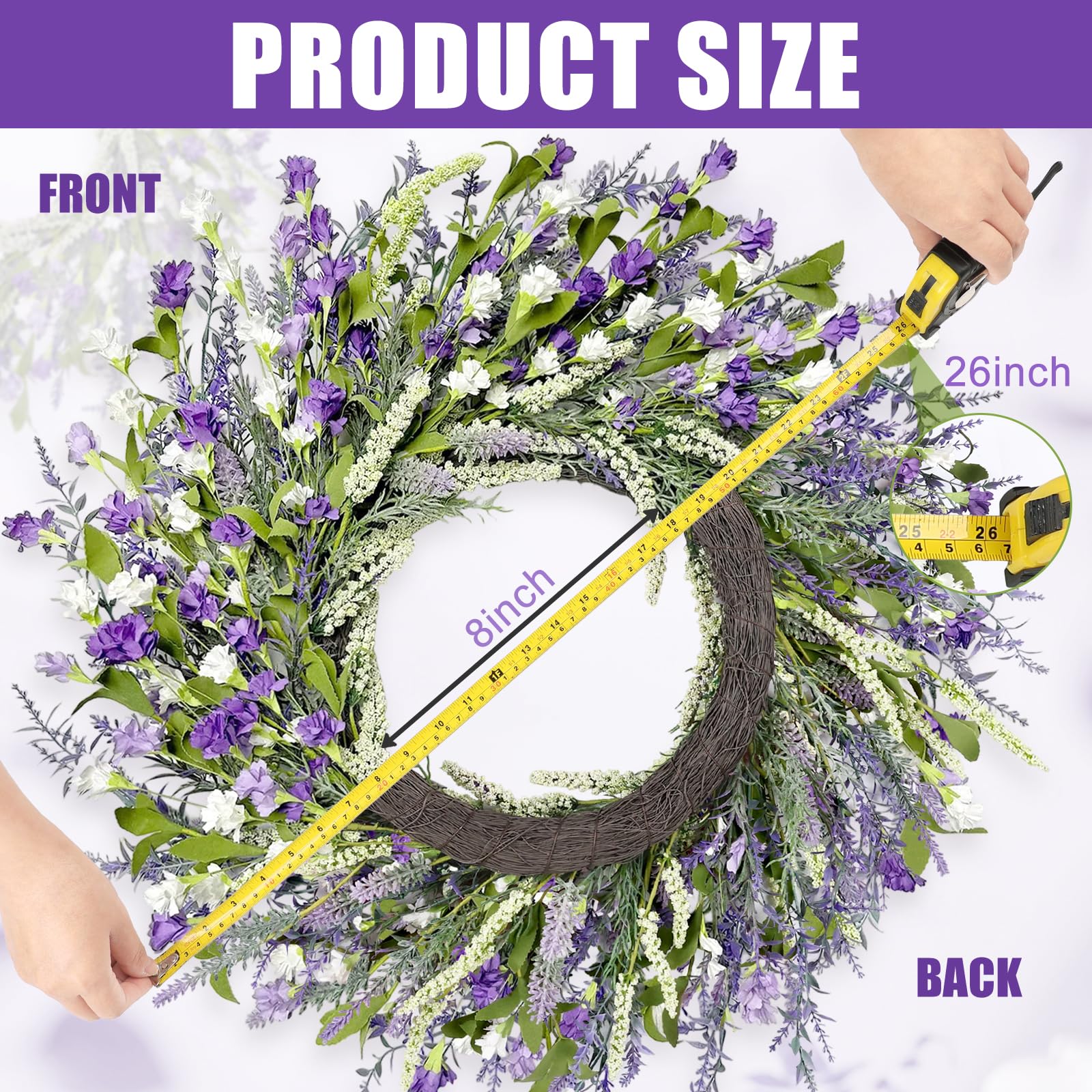 Artgar lavender accents wreath detail highlighting texture.