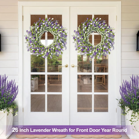 Artgar lavender wreath as wedding decor for the entrance.