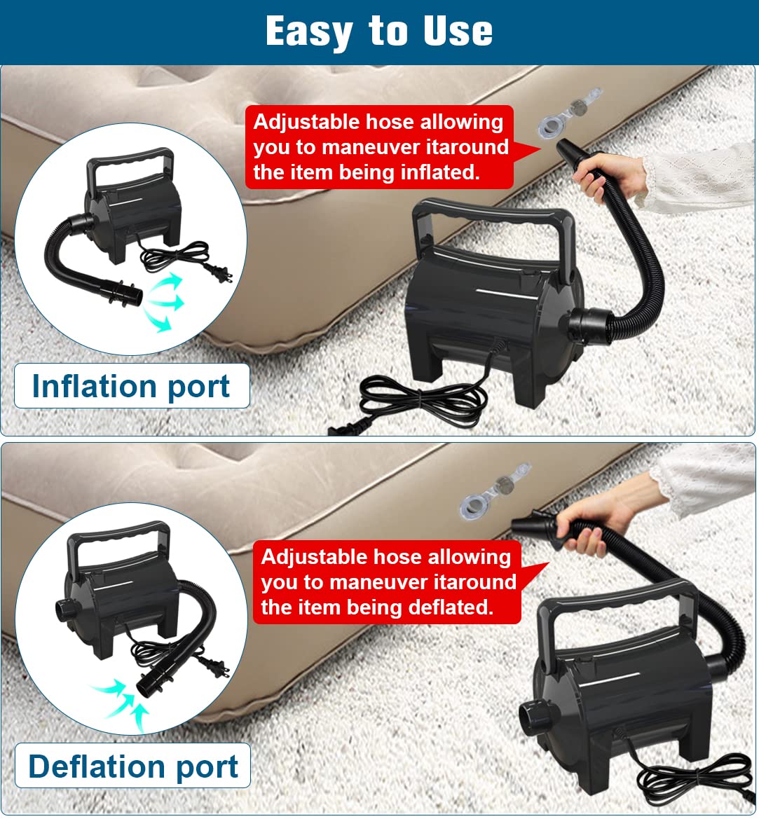 Artigarden air pump inflating an air mattress at home