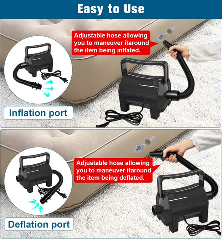 Artigarden air pump inflating an air mattress at home
