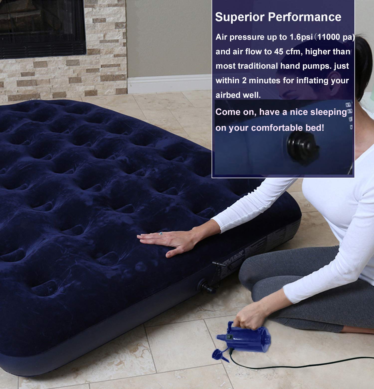 Artigarden pump deflating an air mattress to speed packing