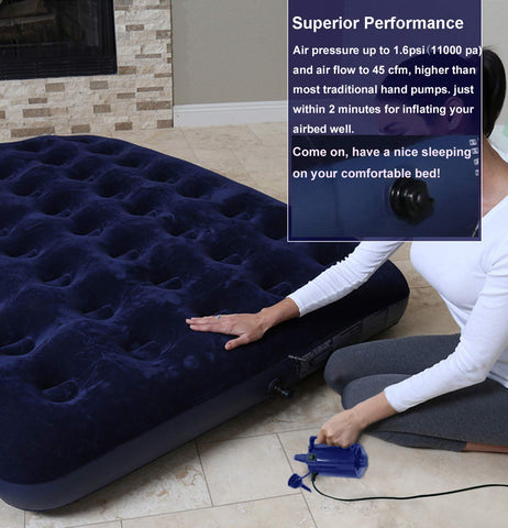 Artigarden pump deflating an air mattress to speed packing