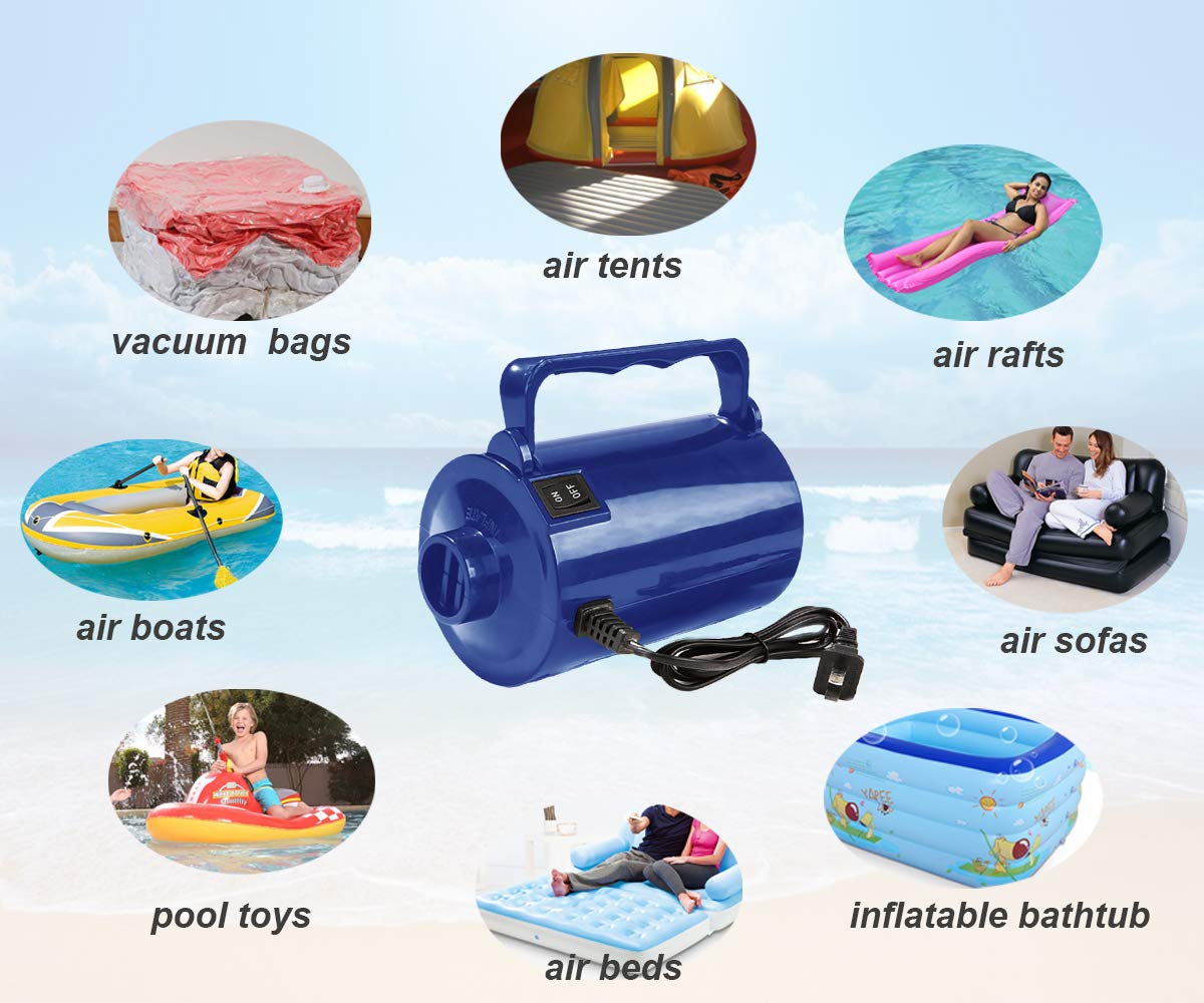 Artigarden pump inflating a pool toy quickly by the water