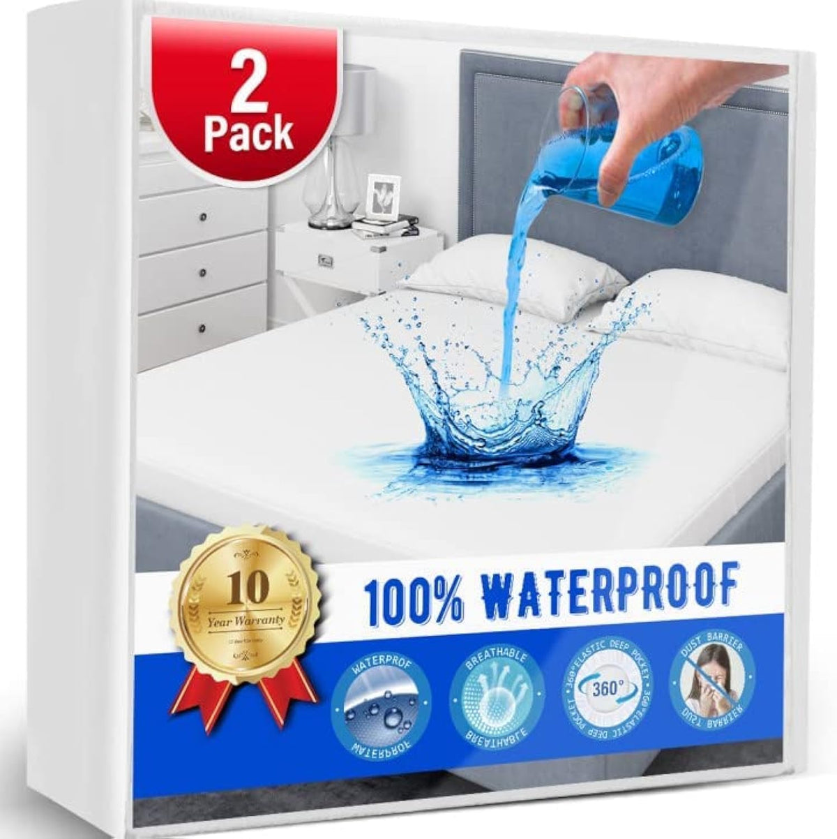 Artivestion twin mattress protector top view with soft terry surface for comfort.