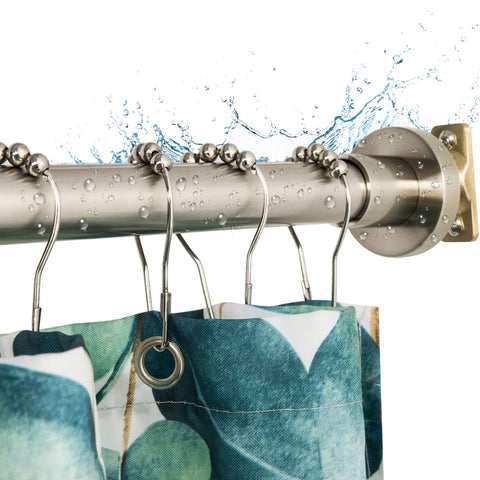 Artiwell heavy-duty shower rod extended length with brushed nickel finish for secure, long-lasting fit.