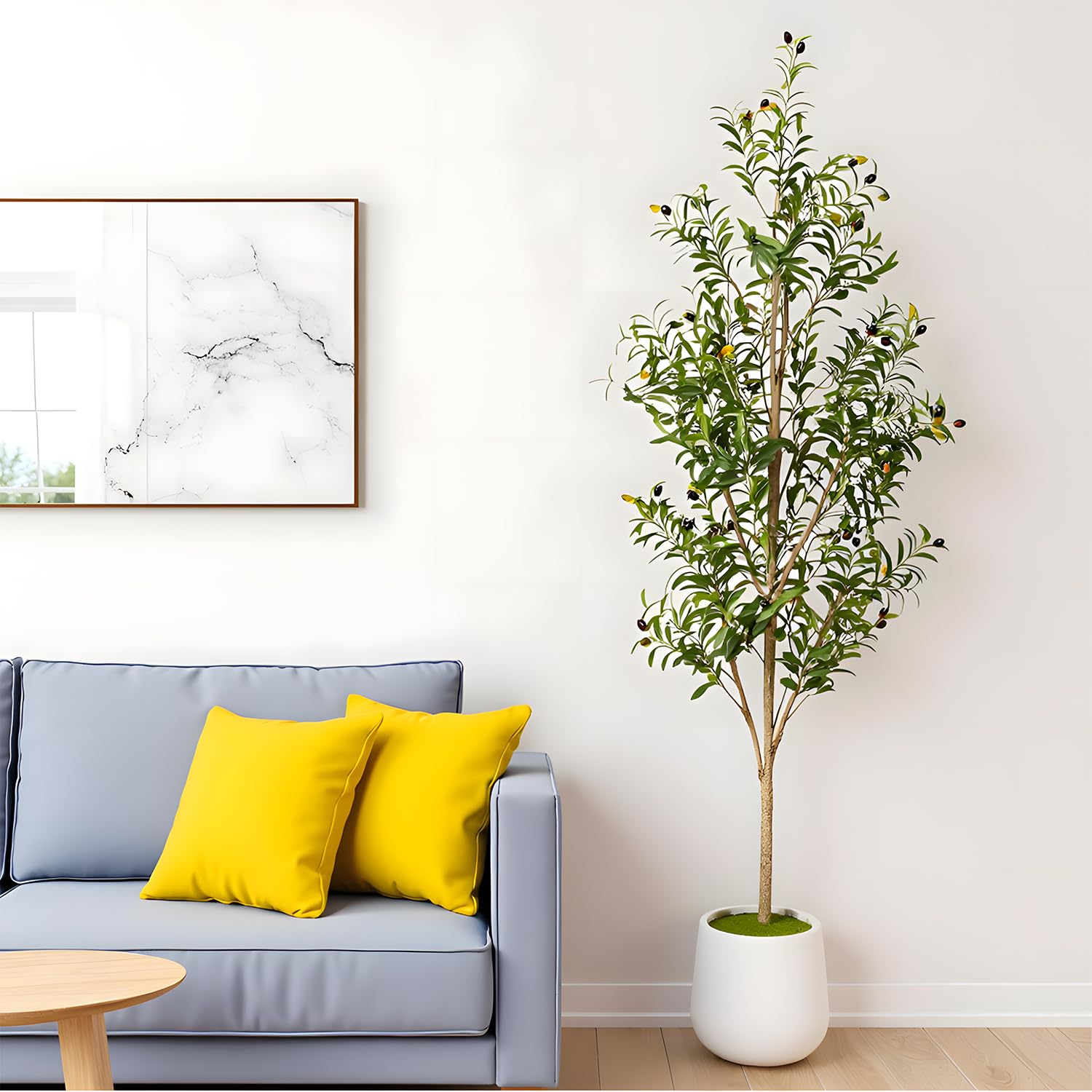 Artizone olive tree height fits tall spaces and grand interiors.