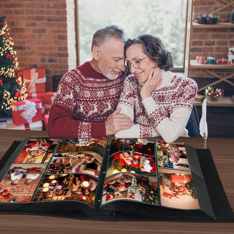 Artmag Family-friendly use scenario shows the beige album for weddings, anniversaries and holidays.