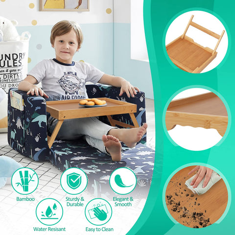 Artmeer bamboo bed tray folded compact for easy storage.