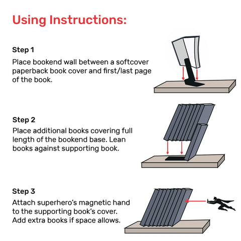 Artori Design Superman bookends safeguard your collection with a bold motif.