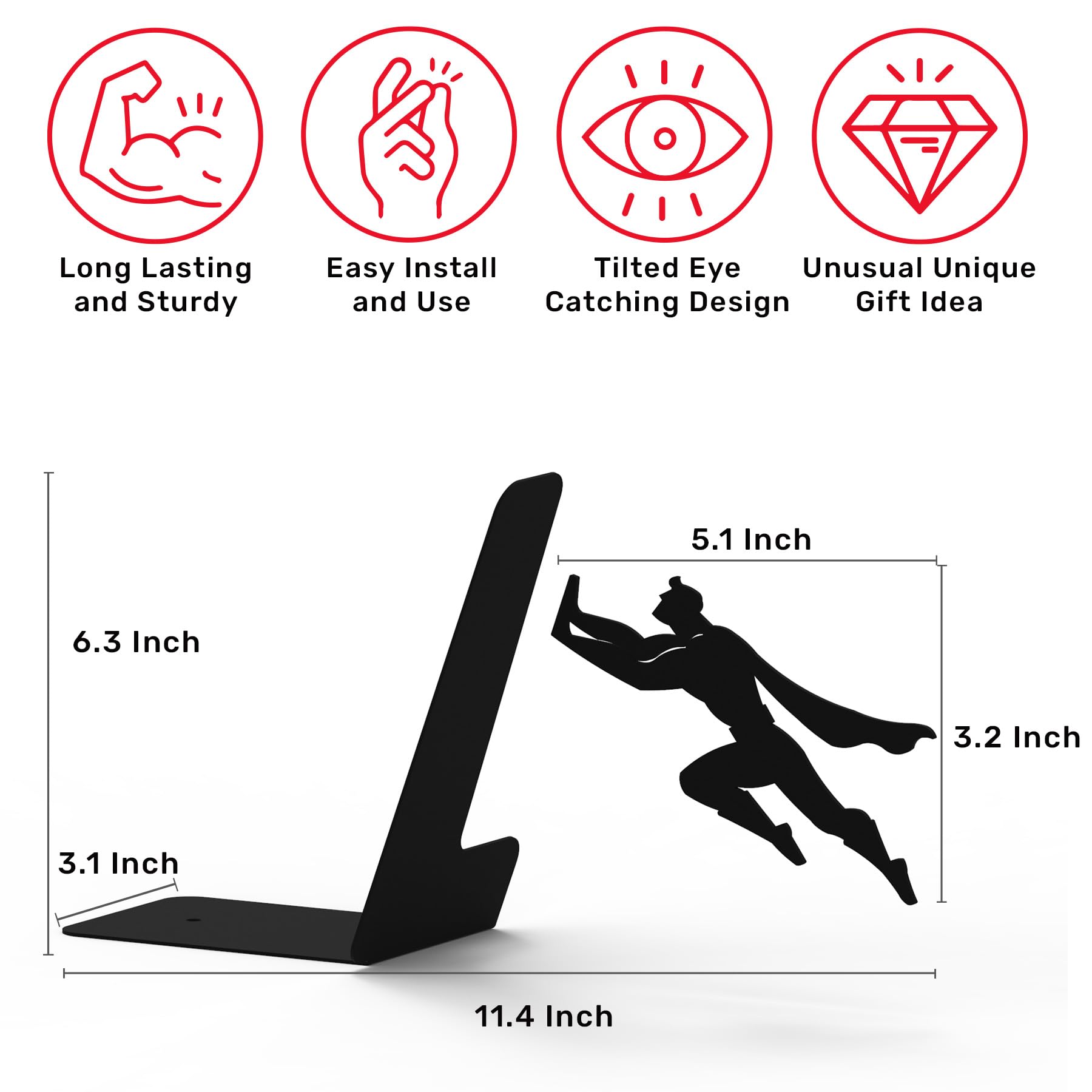 Artori Design heavy-duty metal bookends provide lasting shelf stability.