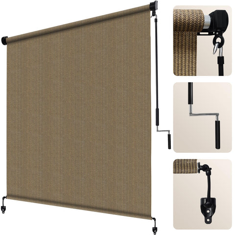 Artpuch outdoor roller shade folded fabric ready for quick shade on sunny patios.