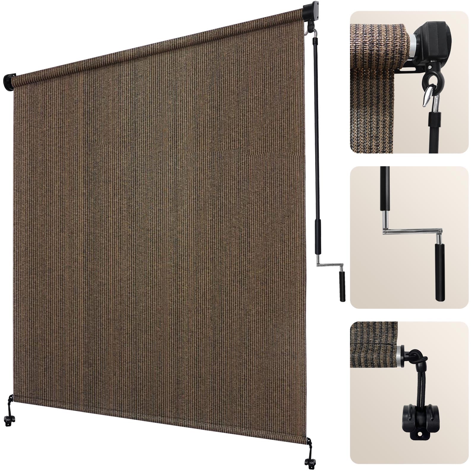 Artpuch outdoor roller shade with splice design for stable operation.