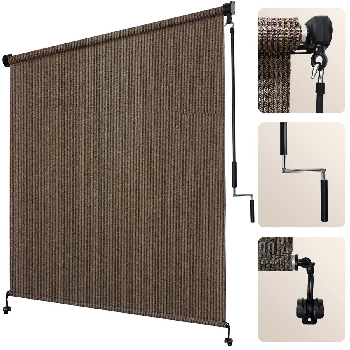 Artpuch outdoor roller shade with splice design for stable operation.