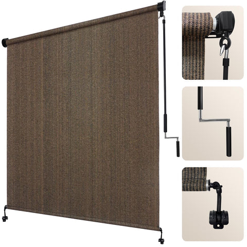 Artpuch outdoor roller shade with splice design for stable operation.