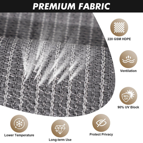 Artpuch shade fabric blocks 90% UV and glare for cooler shade.