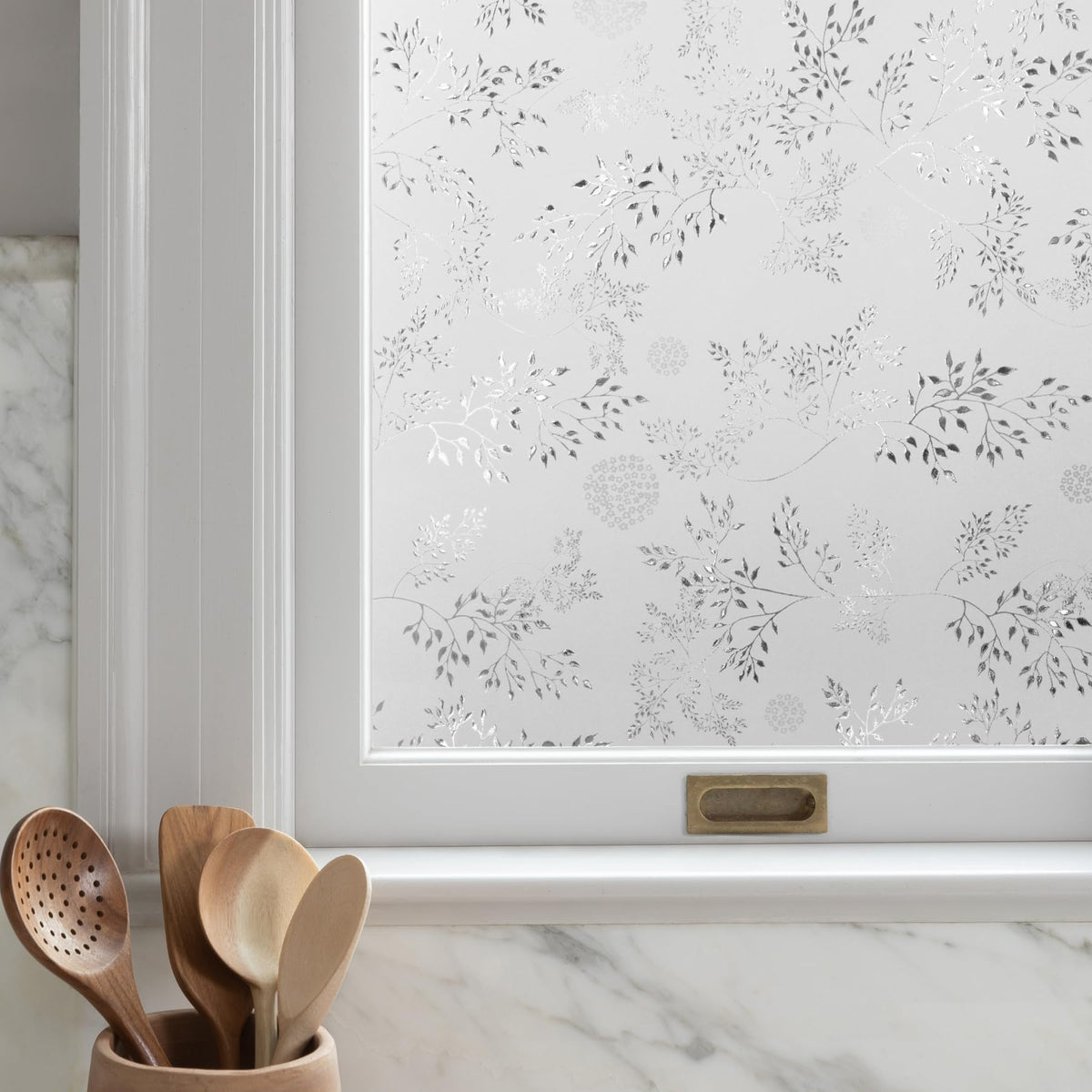 ARTSCAPE Elderberry privacy film diffused light for brighter privacy windows.