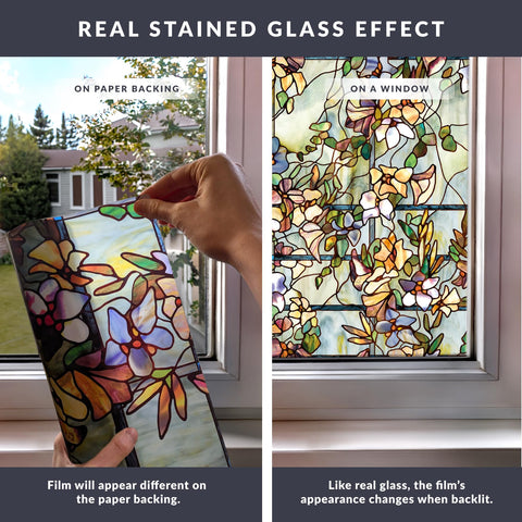 ARTSCAPE Trellis non-adhesive static cling film on glass, clean removal.