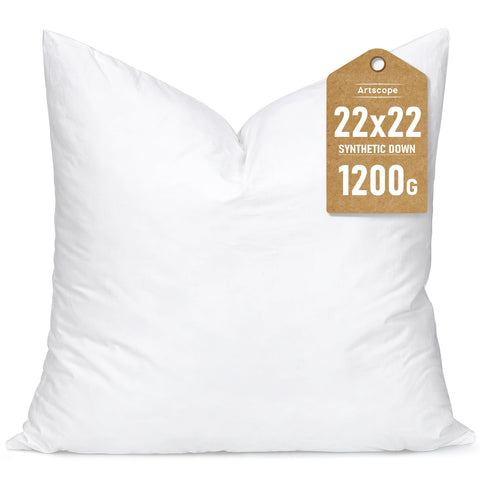 Artscope synthetic down pillow insert front view with plush comfort