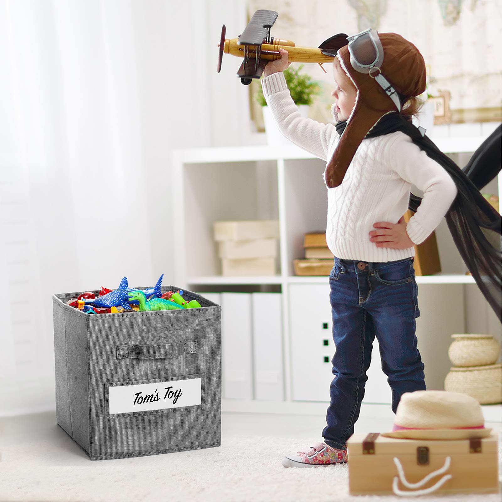 artsdi close-up of gray fabric bin shows sturdy construction and durability