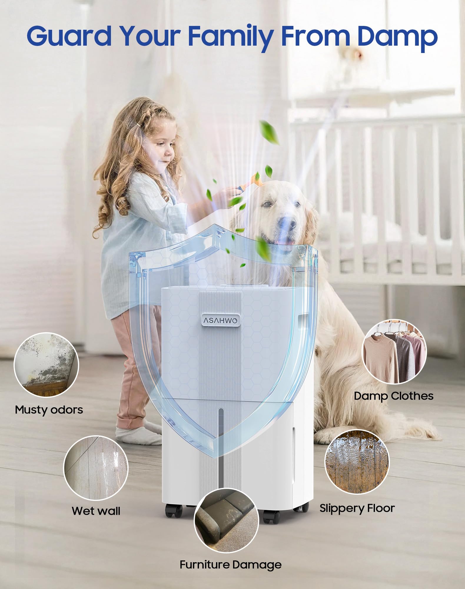 ASAHWo dehumidifier drain hose connection for continuous drainage