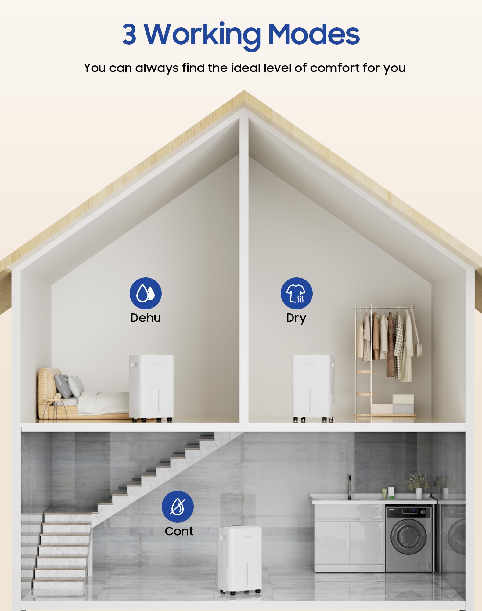 ASAHWo portable dehumidifier in a bedroom setup with timer feature