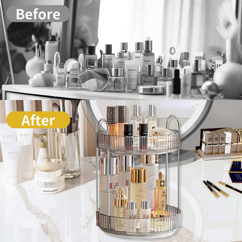Asayuee two-layer large-capacity organizer neatly stores perfumes and makeup