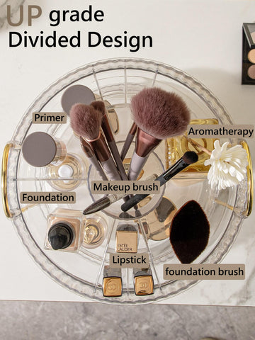 Asayuee 360° rotating makeup organizer rotation feature offers quick access to daily favorites.