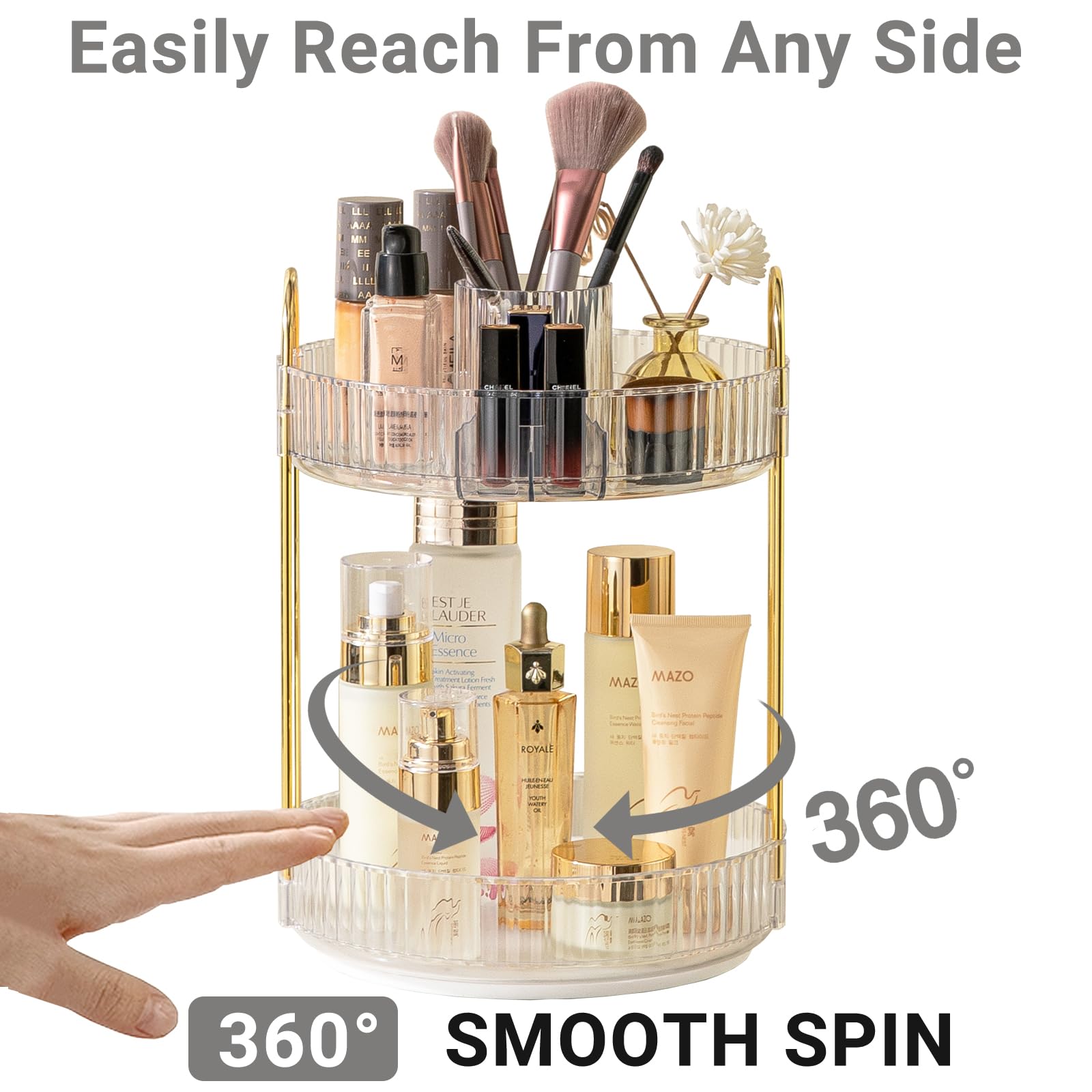 Asayuee easy-assembly makeup organizer enables instant setup and simple cleaning.