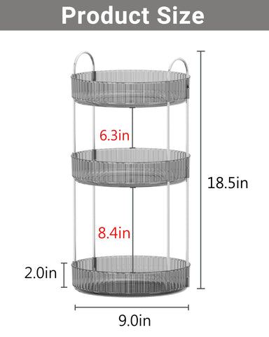 Asayuee grey 3-tier makeup storage keeping cosmetics organized and within reach