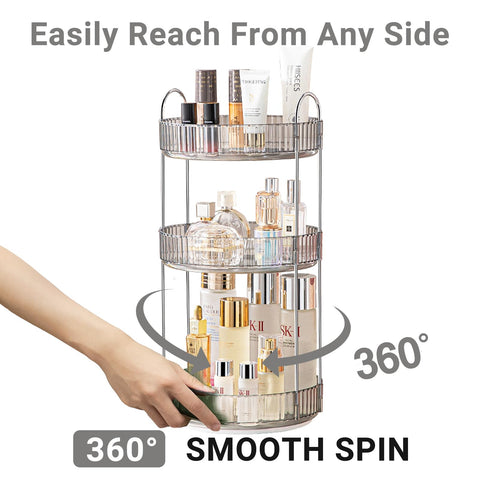 Asayuee Lazy Susan cosmetic organizer for quick rotation and decluttered vanity