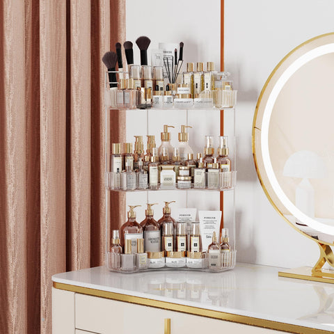 Asayuee makeup brush compartment offers easy access on the vanity.