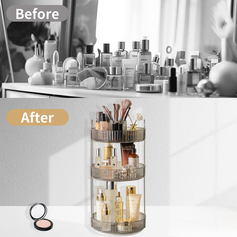 Asayuee perfume and makeup storage with three layers for versatile arrangement.