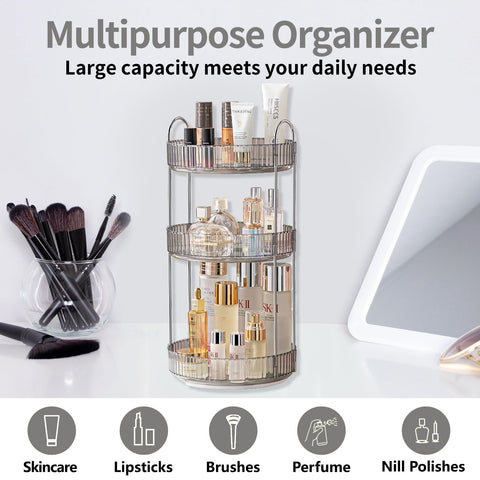 Asayuee vanity organizer keeps taller bottles accessible with ample space between tiers