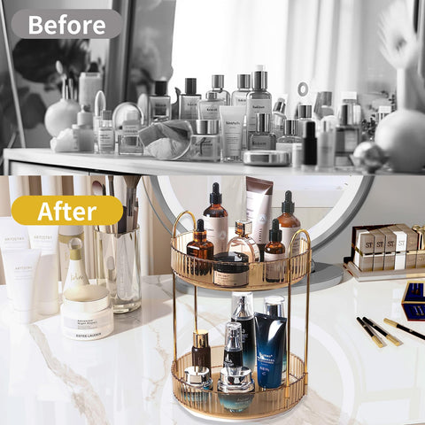 Asayuee perfume and skincare storage on a countertop for quick access.