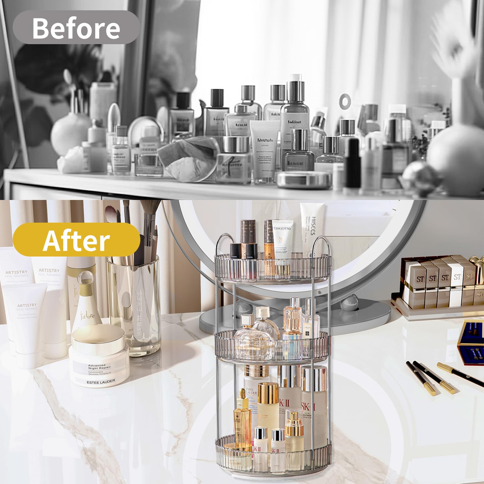Asayuee raised guardrail design prevents items from slipping off the shelf