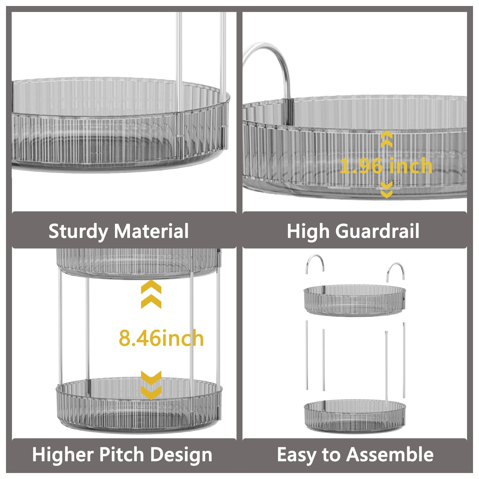 Asayuee raised guardrails prevent items from slipping during rotation