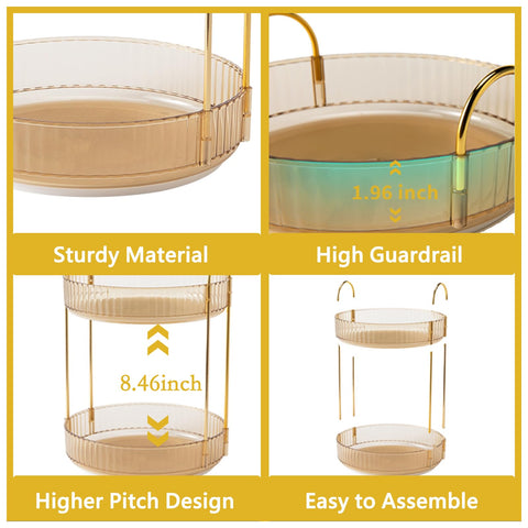 Asayuee spinning skincare and perfume stand saves counter space.