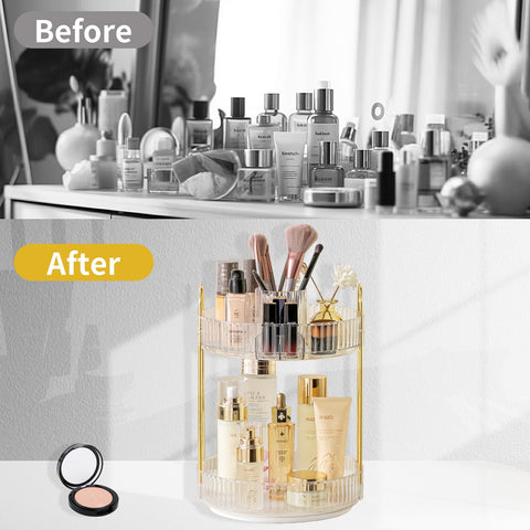 Asayuee two-layer large-capacity design stores perfume, makeup, and skincare neatly.