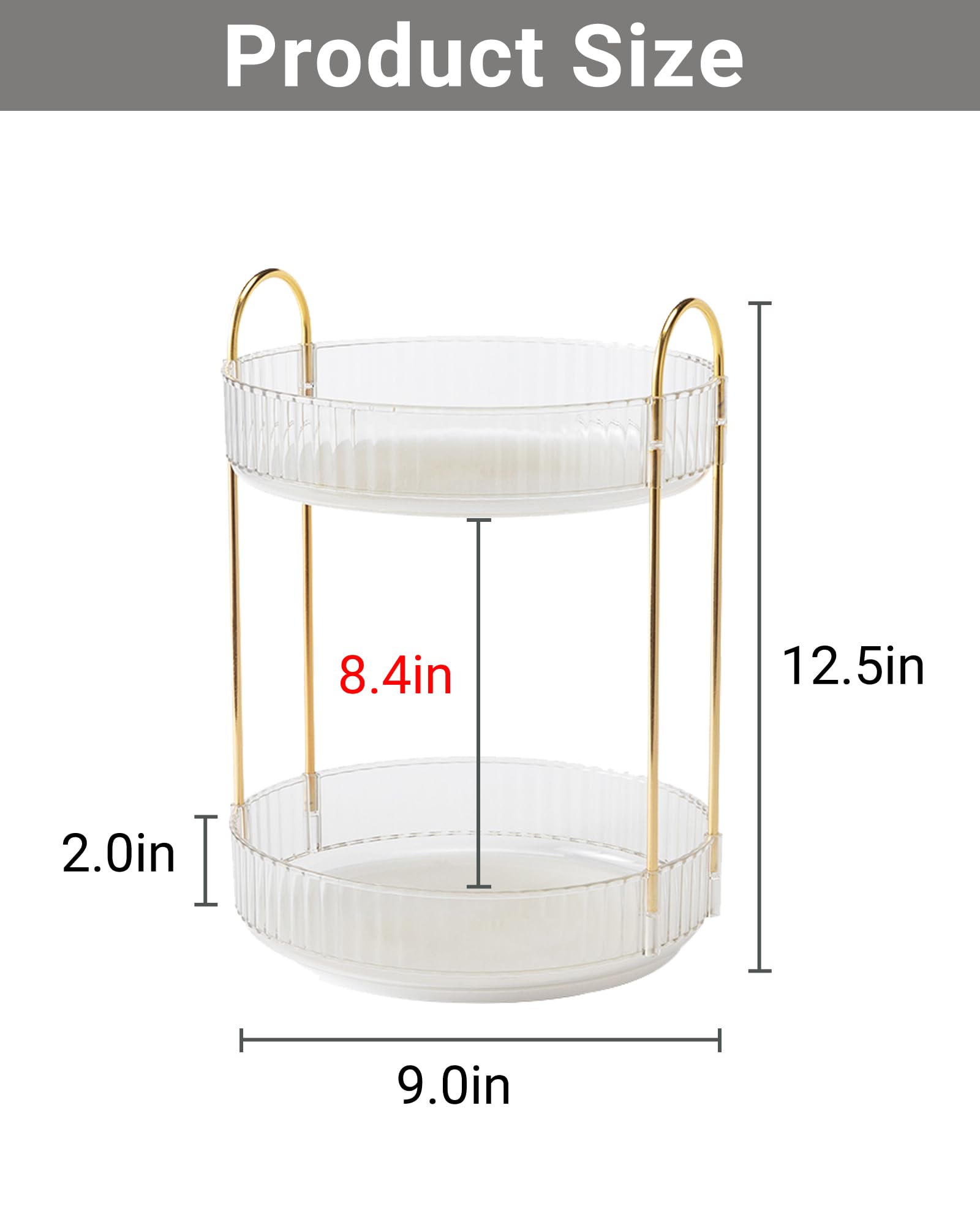 Asayuee vanity storage organizer showcases ABS durability with stylish gold rails.