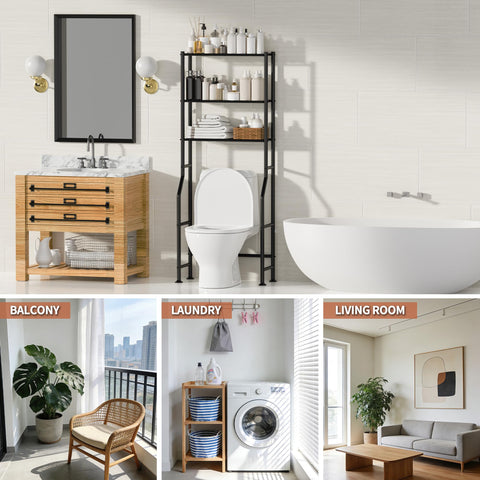 ASCENREST easy-assemble rack enables quick bathroom organization.