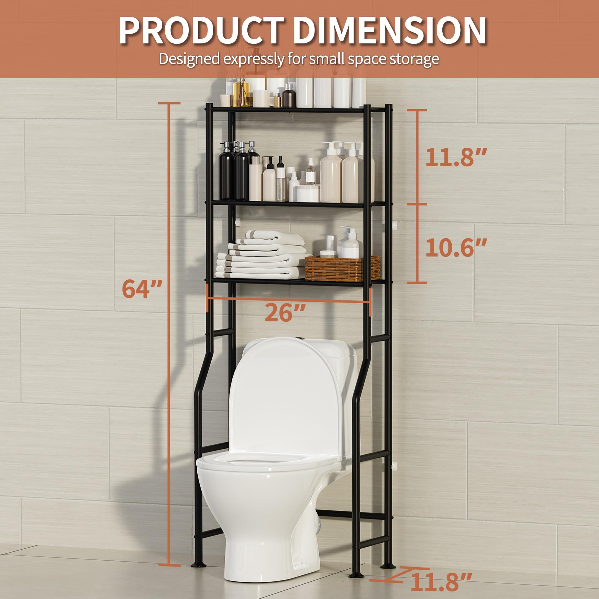 ASCENREST over toilet organizer with no-punch kit protects walls.