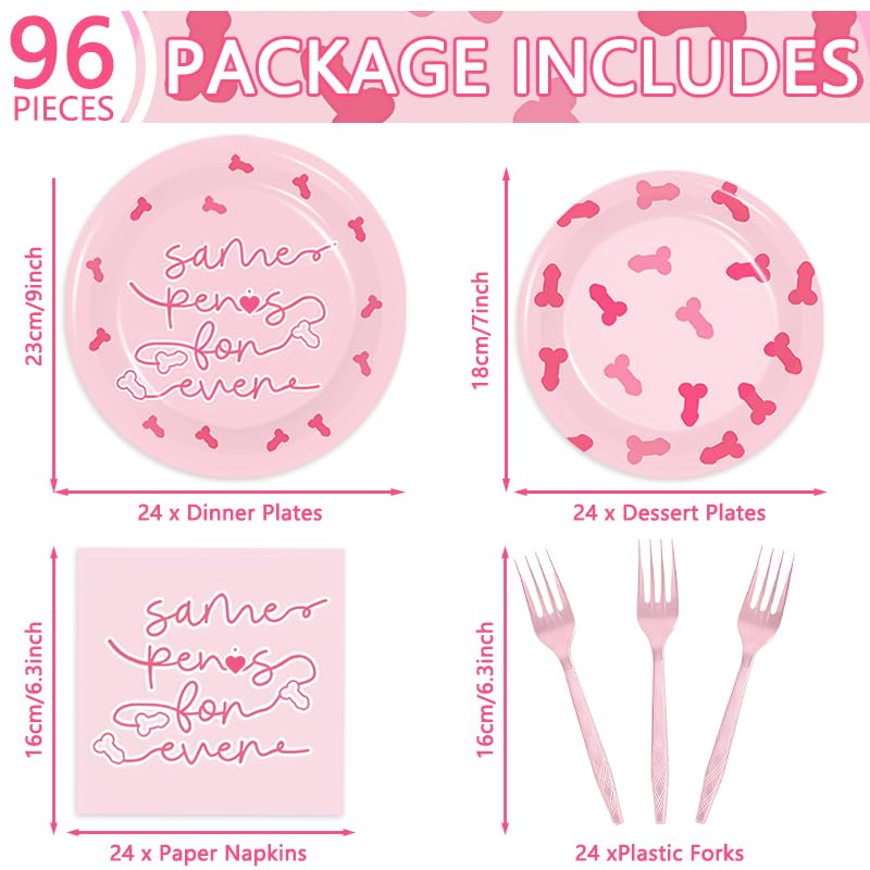 AsDream bachelorette dessert plates 24-count, vibrant 7-inch, perfect for sweet treats at the party.