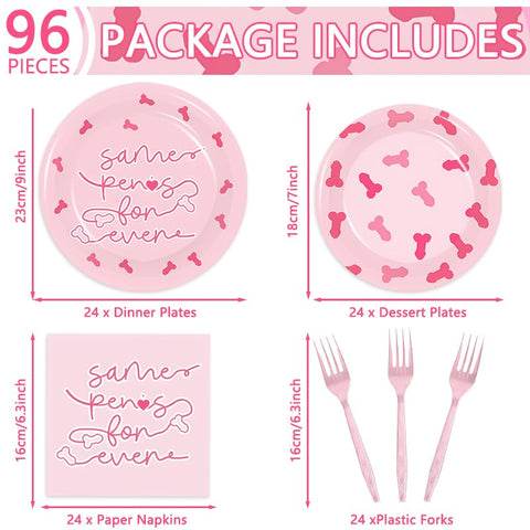 AsDream bachelorette dessert plates 24-count, vibrant 7-inch, perfect for sweet treats at the party.